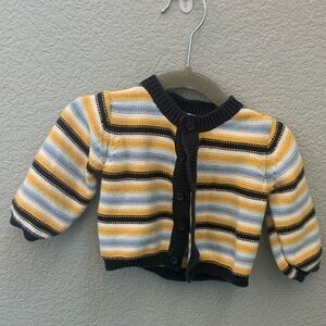 2/40 Janie And Jack Blue, White Yellow Striped Cardigan Sweater Size 12-18 Month